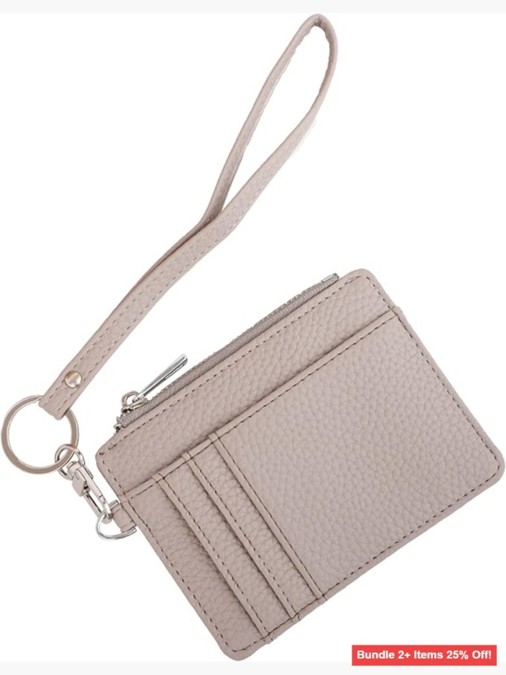 RFID Blocking Slim Card Case with Zipper Keychain Wristlet Minimalist Wallet